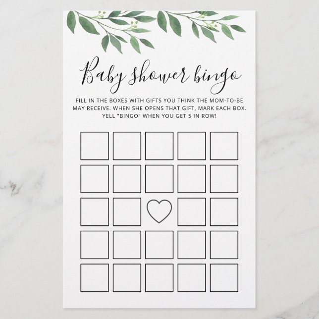 Baby shower Bingo Game Baby shower (Voorkant)