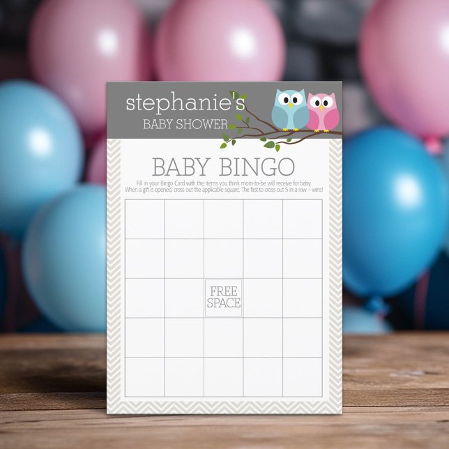 Baby shower Bingo Game - Cute Ownership (Custom Shower Game)
