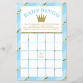 Baby shower Bingo Game, Prince, Blue en Gold Flyer (Voorkant)