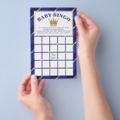 Baby shower Bingo Game, Prince, Blue en Gold Flyer (Hand)