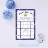 Baby shower Bingo Game, Prince, Blue en Gold Flyer (Enkel)