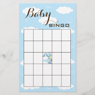 Baby shower BINGO Geel/blauw/kasteel Flyer