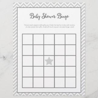 Baby shower Bingo Gray Chevron