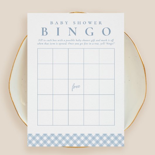 Baby shower bingo jolie carte bleue en vichy