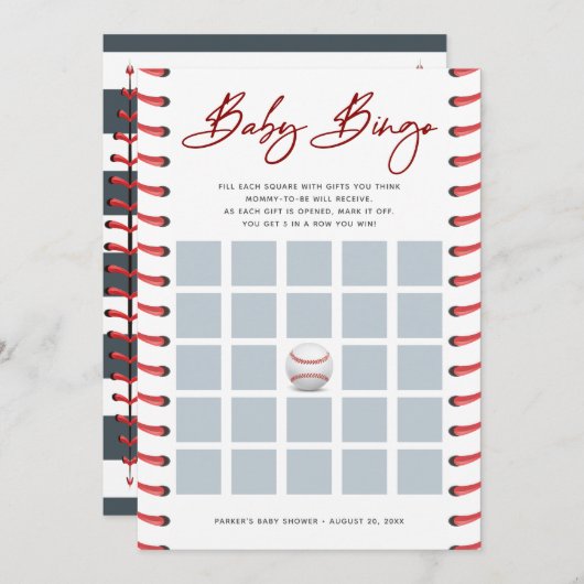 Baby shower Bingo Kaart | Baseball (Voorkant / Achterkant)