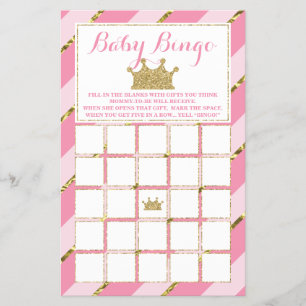 Baby shower Bingo, kleine prinses Flyer