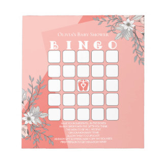 Baby shower Bingo Koraal geometrisch Notitieblok