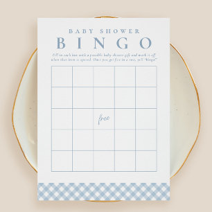 Baby shower bingo leuke blauwe geruite feestkaart kaart