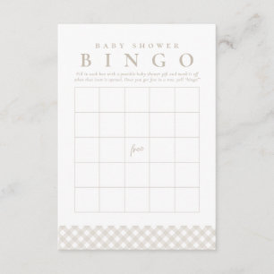 Baby shower bingo leuke neutrale geruite feestkaar kaart