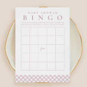 Baby shower bingo mignon rose en vichy carte
