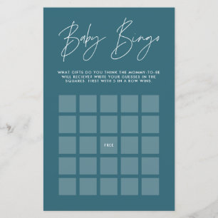 Baby shower bingo modern elegant blauwgroen blauw