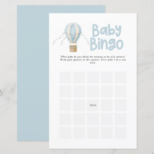 Baby shower Bingo Modern Elegant Hete Luchtballon