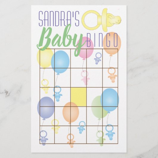 Baby shower BINGO Paci Bunny Flyer (Voorkant)