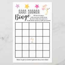 Baby shower Bingo Pink Stork Girl Game Kaart