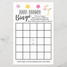 Baby shower Bingo Pink Stork Girl Game Kaart