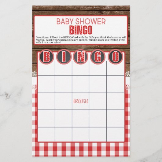 Baby shower BINGO - Rode Baby Q (Voorkant)