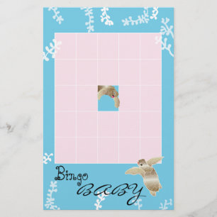 Baby shower BINGO "Roze/Turquoise Turtle" Flyer