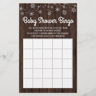 Baby Shower Bingo Rustieke Sneeuwvlok Baby Bingo K Flyer