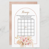 Baby Shower BINGO spel Roze Bloem Boho Pampas (Voorkant / Achterkant)