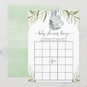 Baby shower bingogame Geslacht Neutraal Olifant Kaart