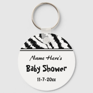 baby shower Black en White Zebra Pattern. Personal Sleutelhanger