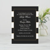 Baby shower Black White Gold Stripes Invitation (Debout devant)