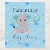 Baby shower blanc éléphant Étiquette de vin (Étiquettes simples)