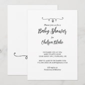 Baby shower blanc et noir doux Invitation (Devant / Derrière)