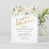 Baby shower blanc Floral Couples Invitation (Debout devant)