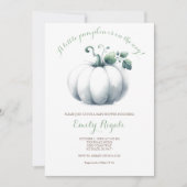 Baby shower blanc Invitation Citrouille Neutre gen (Devant)