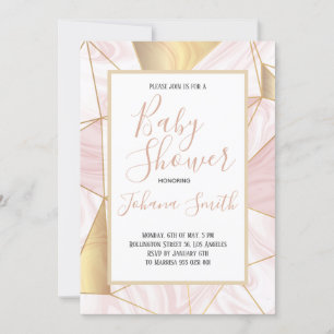 Baby shower blanc rose marbre Invitation