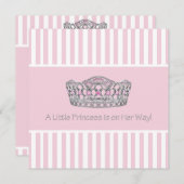 Baby shower blanc rose princesse Crown Invitation (Devant / Derrière)