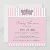 Baby shower blanc rose princesse Crown Invitation (Dos)