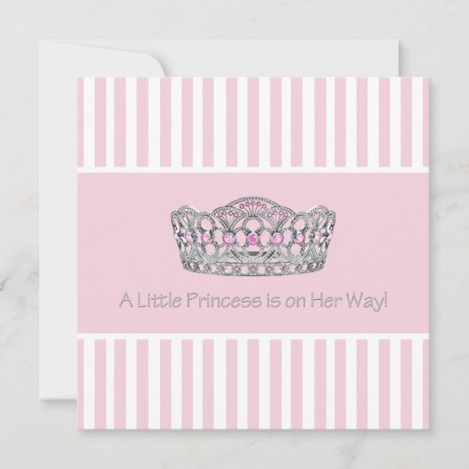 Baby shower blanc rose princesse Crown Invitation (Devant)