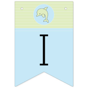Baby shower Blauw/Dolfijn, Swallowtail Banner