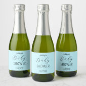 Baby shower Blauw Elegant Sparkling Wijnetiket (Flessen)