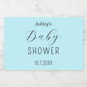 Baby shower Blauw Elegant Sparkling Wijnetiket (Enkel label)