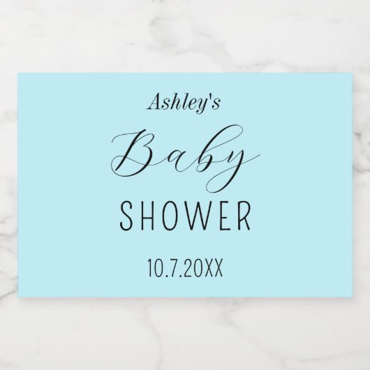 Baby shower Blauw Elegant Sparkling Wijnetiket (Enkel label)