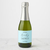 Baby shower Blauw Elegant Sparkling Wijnetiket (Voorkant)