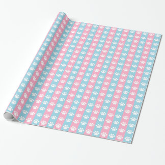 baby shower - Blauw en roze - Paw Print Thema Cadeaupapier
