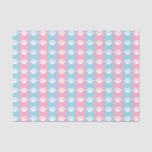 baby shower - Blauw en roze - Paw Print Thema Tissuepapier