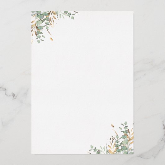 Baby shower blauw en zilver groen folie uitnodiging (Achterkant)