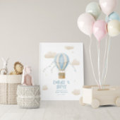 Baby shower blauw heteluchtballonavontuur wacht op poster