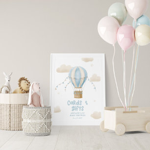 Baby shower blauw heteluchtballonavontuur wacht op poster