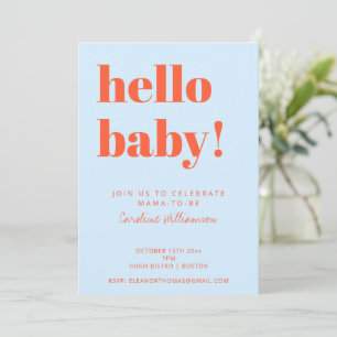 Baby Shower Blauw Oranje Modern Sekseneutraal Kaart