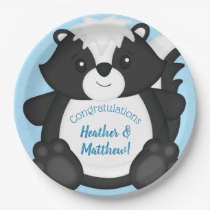 Baby shower blauw papieren bordje
