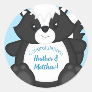 Baby shower blauw ronde sticker