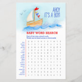 Baby shower blauw rood woord zoeken baby match spe flyer (Voorkant)