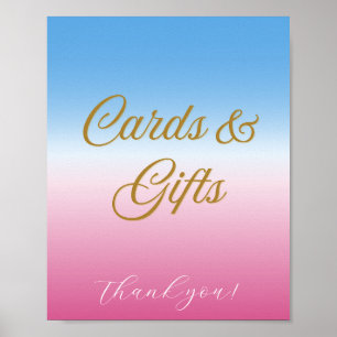 Baby Shower Blauw Roze Geslacht Neutraal Tafelbord Poster