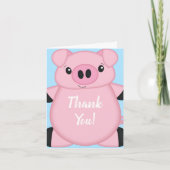 Baby shower Blauw Varkens Bedankkaart (Voorkant)